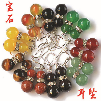 石榴石玛瑙葫芦耳坠 古银镶钻工艺与天然宝石的魅力